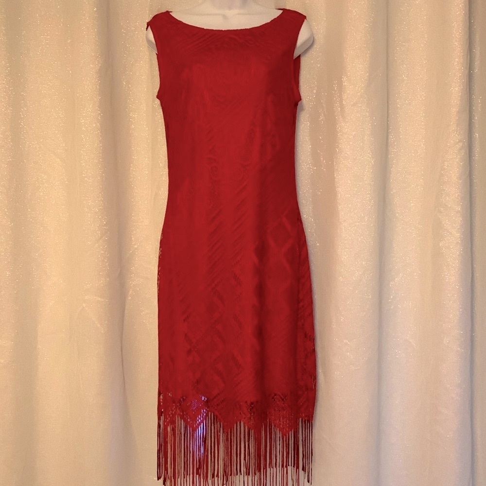 Savvy vintage crochet-look dress  EUC